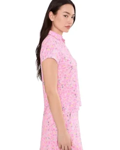 Jamie Sadock Wildflower Print Crossover V-Neck Short Sleeve Women's