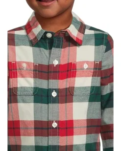 Janie and Jack Plaid Twill Button Down Shirt (Infant)