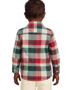 Janie and Jack Plaid Twill Button Down Shirt (Infant)