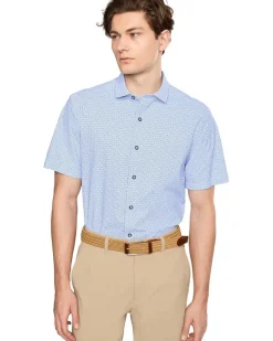 Johnston & Murphy XC+ Motion Short Sleeve Print Knit Shirt Men's