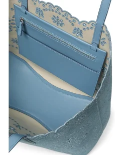 Kate Spade New York Do It All Spade Flower Perforated Denim Large Tote Bag