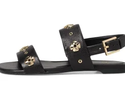 Kate Spade New York Spade Flower Stud Pebbled Leather Flat Sandals Women's