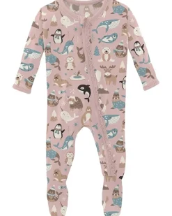 Kickee Pants Kids Print Muffin Ruffle Footie with 2 Way Zipper (Infant)