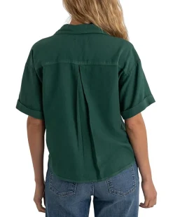 KUT from the Kloth Brianna - Boxy Button Front Shirt with Short Sleeve & Pocket Women's