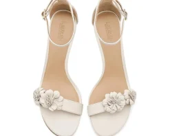 Lauren Ralph Lauren Allie Mid-Heel Floral-Trim Nappa Sandals Women's