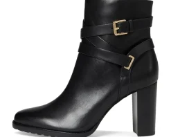 Lauren Ralph Lauren Collins Burnished Leather Bootie Heel Women's