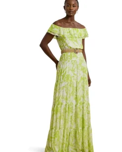 Lauren Ralph Lauren Floral Georgette Off-The-Shoulder Gown Women's