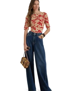 Lauren Ralph Lauren Floral Stretch Cotton Boatneck Tee Women's