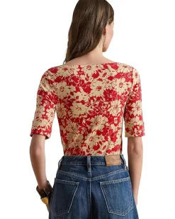 Lauren Ralph Lauren Floral Stretch Cotton Boatneck Tee Women's