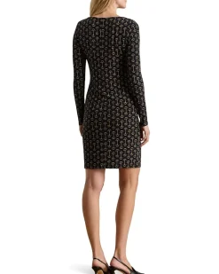 Lauren Ralph Lauren Geo-Print Stretch Jersey Boatneck Dress Women's