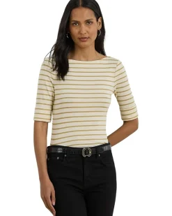 Lauren Ralph Lauren Metallic Striped Boatneck Tee Women's