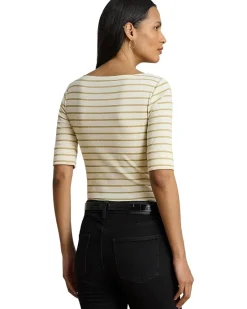 Lauren Ralph Lauren Metallic Striped Boatneck Tee Women's