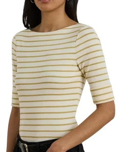 Lauren Ralph Lauren Metallic Striped Boatneck Tee Women's