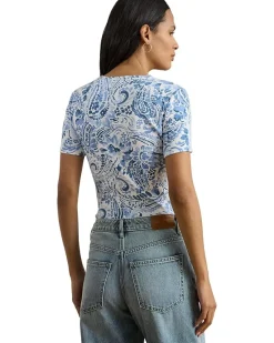 Lauren Ralph Lauren Paisley Stretch Cotton Crewneck Tee Women's