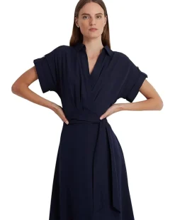 Lauren Ralph Lauren Petite Belted Crepe Dress Women's