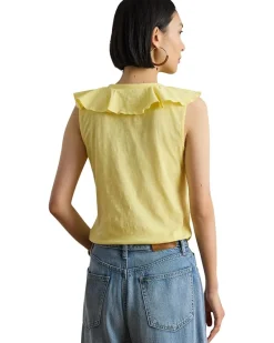 Lauren Ralph Lauren Petite Ruffle-Trim Slub Jersey Sleeveless Top Women's