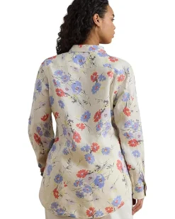 Lauren Ralph Lauren Plus Size Relaxed Fit Floral Linen Shirt Women's