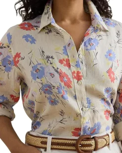 Lauren Ralph Lauren Plus Size Relaxed Fit Floral Linen Shirt Women's