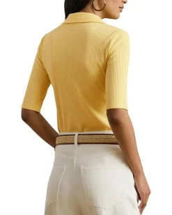 Lauren Ralph Lauren Rib-Knit Elbow-Sleeve Polo Tee Women's