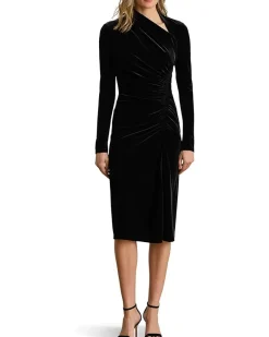 Lauren Ralph Lauren Ruched Velvet Asymmetrical Dress Women's