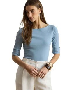 Lauren Ralph Lauren Stretch Cotton Boatneck Top Women's
