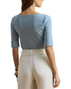 Lauren Ralph Lauren Stretch Cotton Boatneck Top Women's
