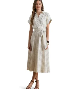 Lauren Ralph Lauren Striped Belted Twill Dress Women's