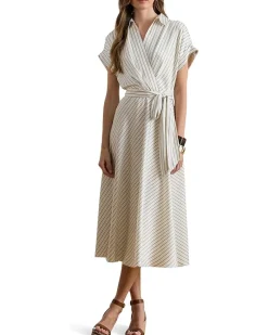 Lauren Ralph Lauren Striped Belted Twill Dress Women's