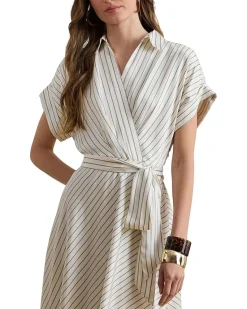 Lauren Ralph Lauren Striped Belted Twill Dress Women's