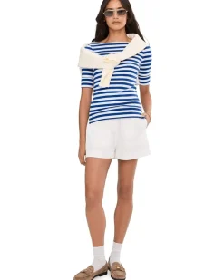 Lauren Ralph Lauren Striped Stretch Cotton Boatneck Tee Women's