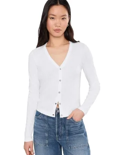 Lilla P Ribbed Slub Snap V-Neck Women's