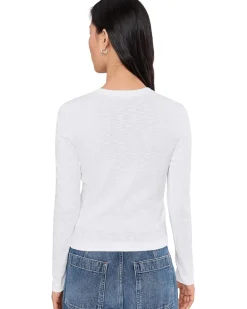 Lilla P Ribbed Slub Snap V-Neck Women's