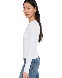Lilla P Ribbed Slub Snap V-Neck Women's
