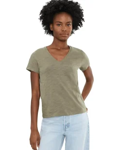 Lilla P Short Sleeve Back Seam V-Neck Women's