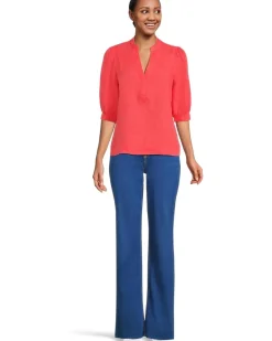 Lilly Pulitzer Mialeigh Elbow Sleeve Linen Top Women's