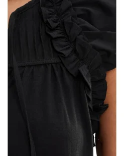 Liverpool Los Angeles Flutter Sleeve Knit To Woven Top With Ties Women's