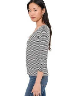 Liverpool Los Angeles 3/4 Sleeve With Buttons Henley Knit Top Women's