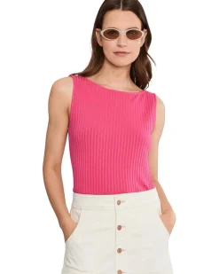 Liverpool Los Angeles Sleeveless Boat Neck Rib Knit Top Women's