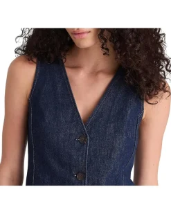 Madewell Long Line V Neck Vest In Rinse Wash Women's