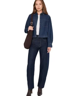 Madewell Long Sleeve Sculptural Sleeve Top In Rinse Wash Women's