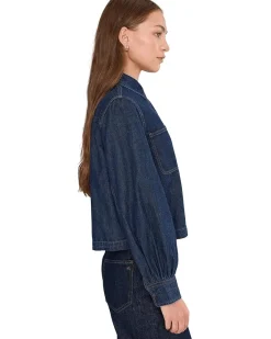 Madewell Long Sleeve Sculptural Sleeve Top In Rinse Wash Women's