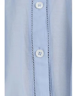 Madewell Shirred Crewneck Button-Up Top Women's