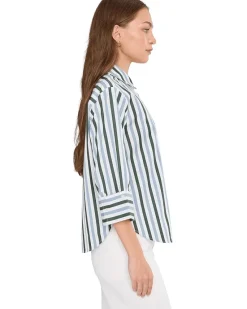 Madewell Y Neck Shirt With Adjustable Sleeve Women's