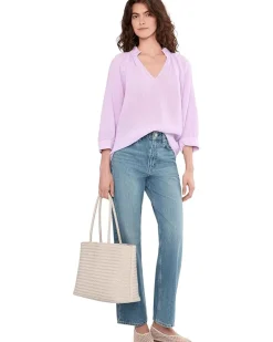Michael Stars Kali 3/4 Sleeve Ruffle Neck Women's