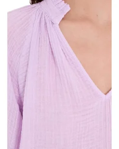 Michael Stars Kali 3/4 Sleeve Ruffle Neck Women's
