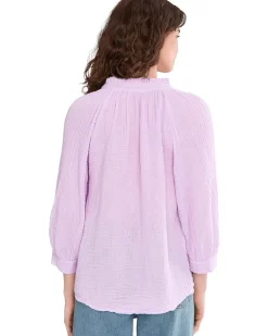Michael Stars Kali 3/4 Sleeve Ruffle Neck Women's