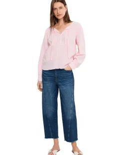 Mod-o-doc Long Sleeve Flowy Top with Lace Yoke Women's