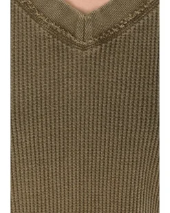 Mod-o-doc Long Sleeve Open V-neck Waffle Top Women's