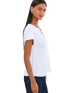Mod-o-doc Short Sleeve Ruffle Henley Swing Top Women's