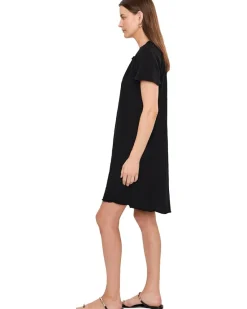 Mod-o-doc Short Sleeve Shirred Split-Neck Dress Women's